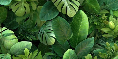Lush Tropical Green Leaf Background for Summer Designs and Creative Projects