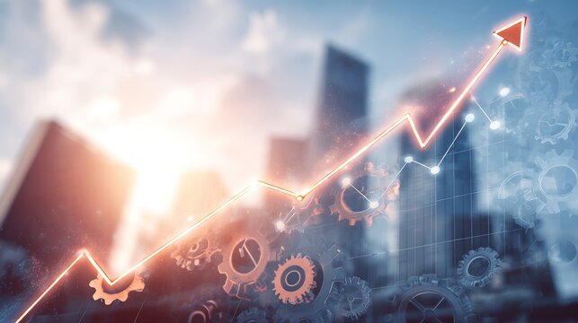 Abstract City Skyline With Upward Growth Trend Graphic