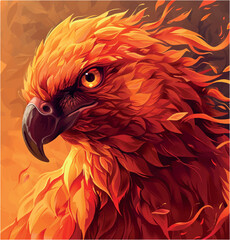 Obraz premium phoenix, bird, illustration, animal, fire, symbol, eagle, nature, art, vector, icon, wing, tattoo, logo, drawing, abstract, graphic, design, feather, silhouette, emblem, fly, isolated, vintage 