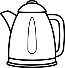 Electric kettle outline vector illustration, line art
