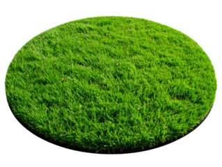 A realistic, circular patch of lush green grass with clean edges and natural texture