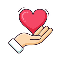 A hand holding a heart symbolizing care or social responsibility 