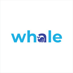 Minimalist Blue Whale Logo – Modern Marine Wildlife Icon Vector