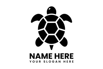 Obraz premium Stylized black silhouette vector logo of a sea turtle with intricate shell patterns symbolizing marine conservation