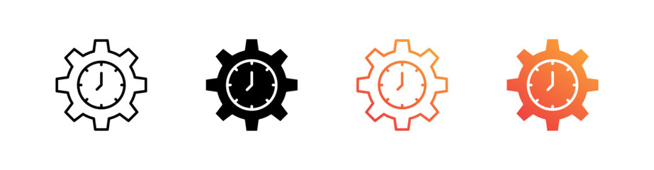 Time Management Multiple Style Icon Set Vector 