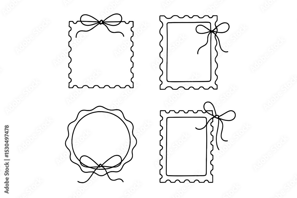 Poster decorative outlines with bows for invitations and special occasions in a simple and elegant design