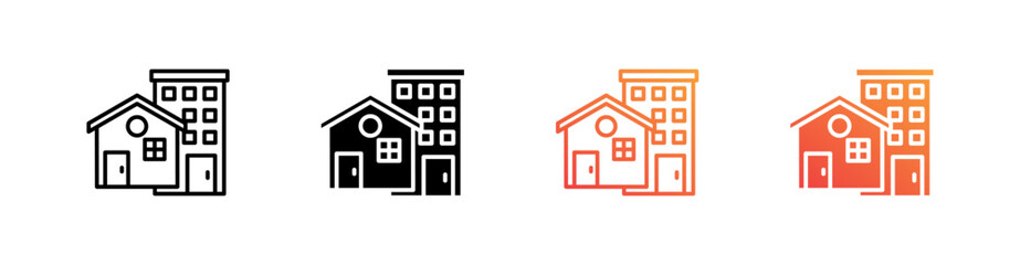Property Multiple Style Icon Set Vector 