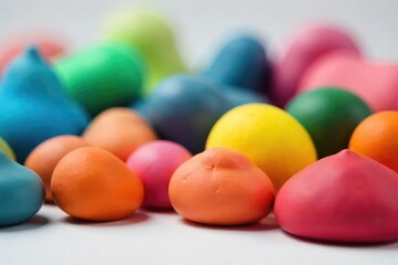 Close-up shot of various modeling clays in different colors, textures, and forms, ready for sculpting and artistic creation , art supplies, material