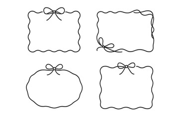 Fototapeta premium Decorative frames with bows for craft projects and invitations in various shapes and styles