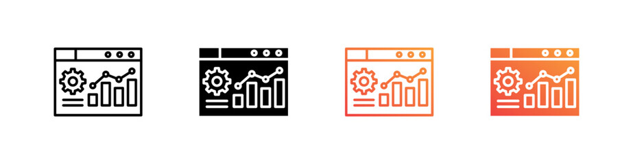 Data Multiple Style Icon Set Vector 