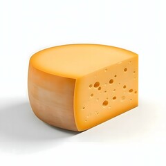 Large cheese block isolate on white background. Ai generative. 