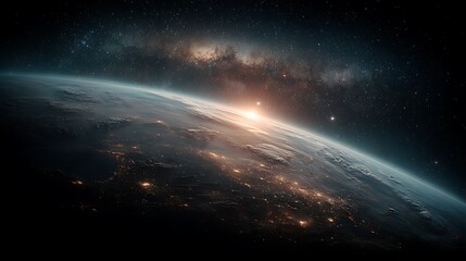 Fototapeta premium Earth night with space view