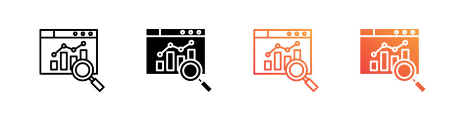 Research Multiple Style Icon Set Vector 