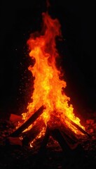 Intense fiery embers glow against a stark black backdrop, creating a dramatic and visually arresting image perfect for design projects needing a powerful, dark aesthetic , inferno, hellish