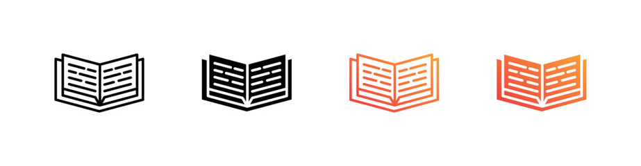 Book Multiple Style Icon Set Vector 
