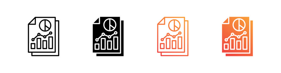 Report Multiple Style Icon Set Vector 