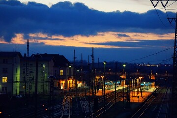 sunset in the city
