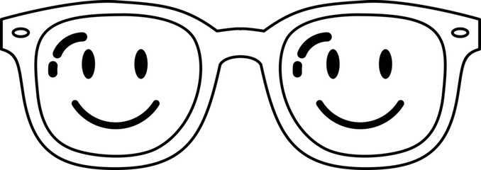 glasses icon with a smiling face inside the glasses