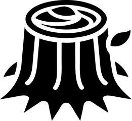Tree stump silhouette black black vector icon