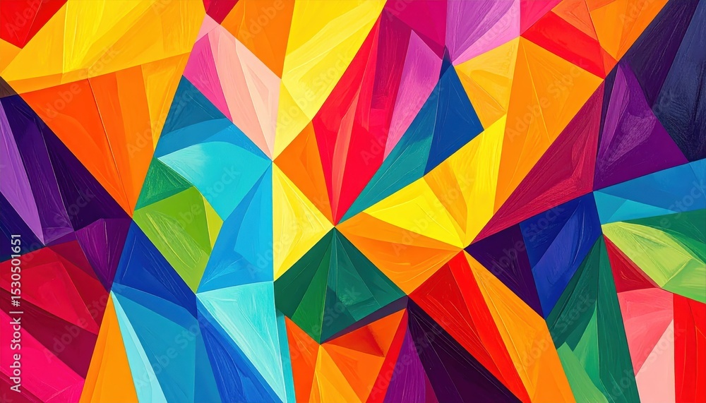 Poster colorful geometric abstract pattern with bright triangles and edges