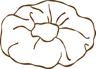 Hair scrunchie in outline hand-drawn style