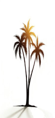 Fototapeta premium Tropical palm trees set silhouettes with white background.