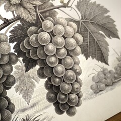 grape bunches Set collection bundle sketch engraving generative image