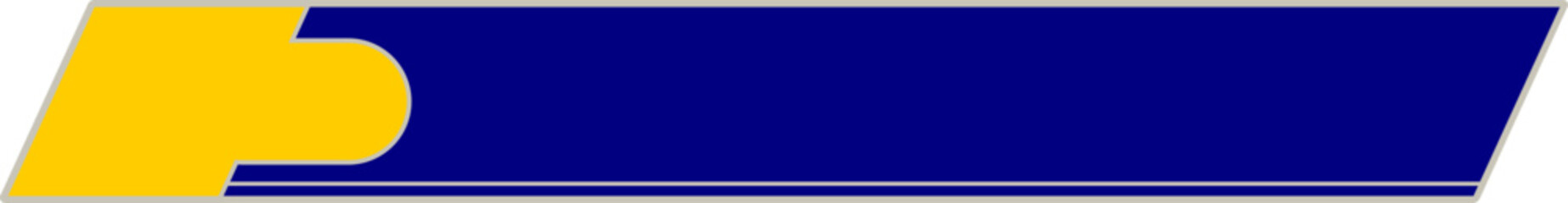 rounded edge blue ribbon tag with yellow start