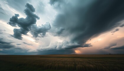 dramatic sky over the field