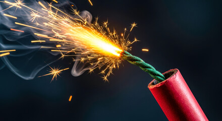Dynamite firecracker explosive fuse bomb danger spark ignition pyrotechnics danger blast risk