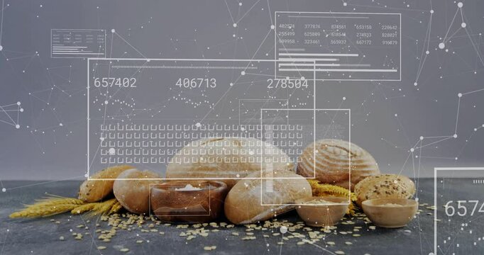 Bread arrangement initiating digital node grid forming panels updating metrics production insight
