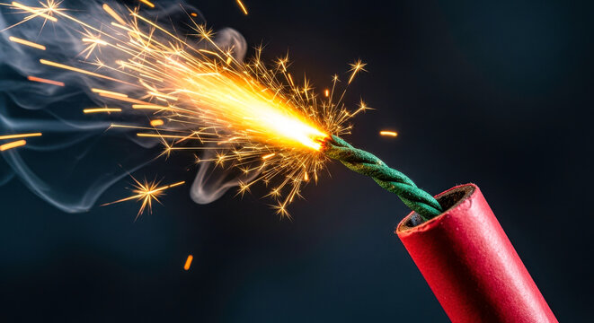 Dynamite firecracker explosive fuse bomb danger spark ignition pyrotechnics danger blast risk