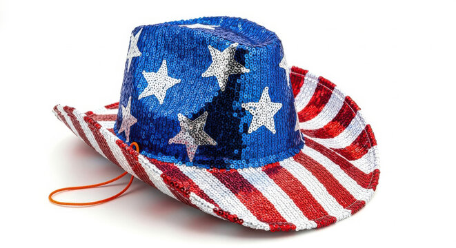 Patriotic cowboy hat usa flag stars and stripes american western themed party costume accessory