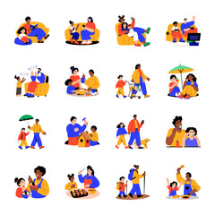 Collection of Family Bonding Flat Style Illustrations 

