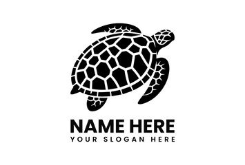 Detailed sea turtle silhouette vector logo with ornate shell patterns representing ocean conservation efforts