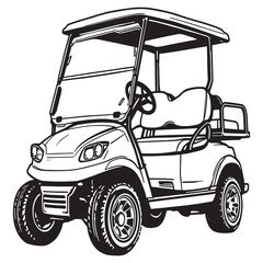 basic golf cart linear vector drawing for designs