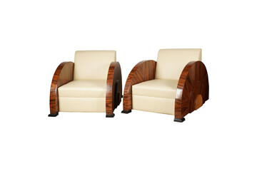 wooden chair isolated  Lot - A Pair of Art Deco-Style Armchairs