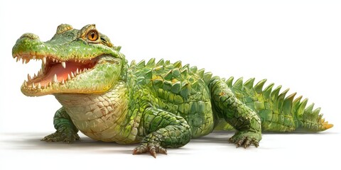 Fototapeta premium Cute Happy Crocodile Illustration for Kids' Birthday Cards and Children’s Materials