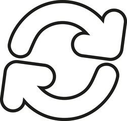 A circular refresh arrow icon with a soft hand-drawn style. Great for representing reload, sync, or content update in digital platforms.