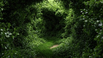 Lush green foliage tunnel