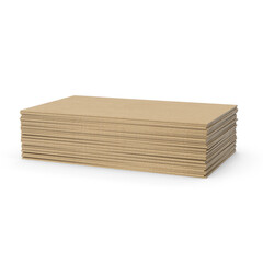 Stack of MDF particle boards isolated on transparent background