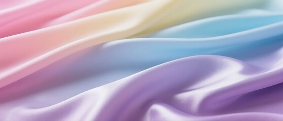 Fototapeta premium Soft Pastel Rainbow Silk Fabric Draped in Gentle Waves