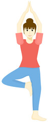 Women maintain their health through practicing yoga