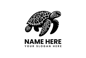 Stylized black vector logo of a sea turtle with decorative shell patterns symbolizing marine wildlife preservation