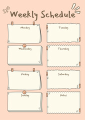 students weekly schedule template vector