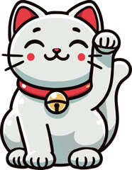 笑顔の招き猫のイラスト