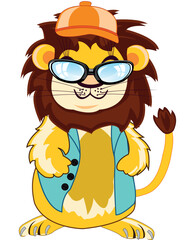 Comic illustration animal lion on white background is insulated