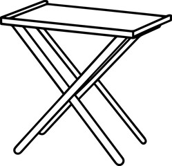 Black and white folding table illustrations