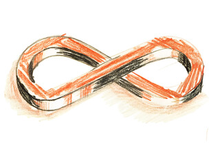 Naklejka premium Hand-drawn infinity symbol with textured, colorful strokes