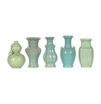 blue glass vase  A Pair Of Chinese Monochrome Celadon Vases